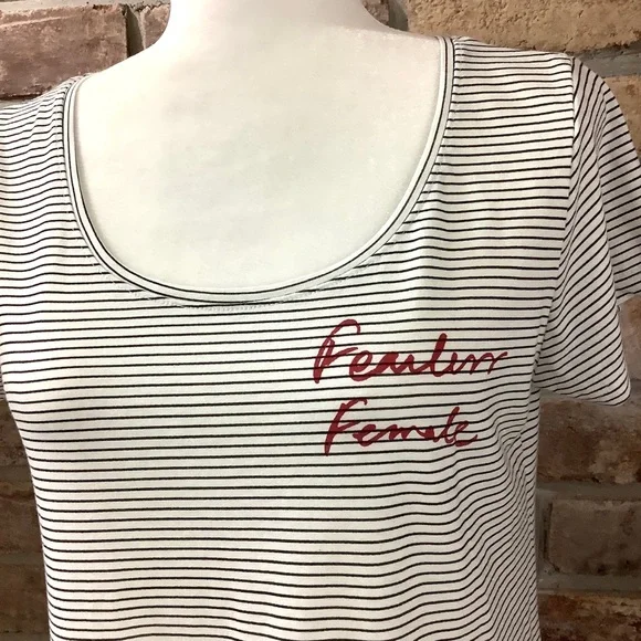 LUCKY BRAND Black-Striped Fearless Female Graphic Tee-Shirt 187 - Picture 4 of 10